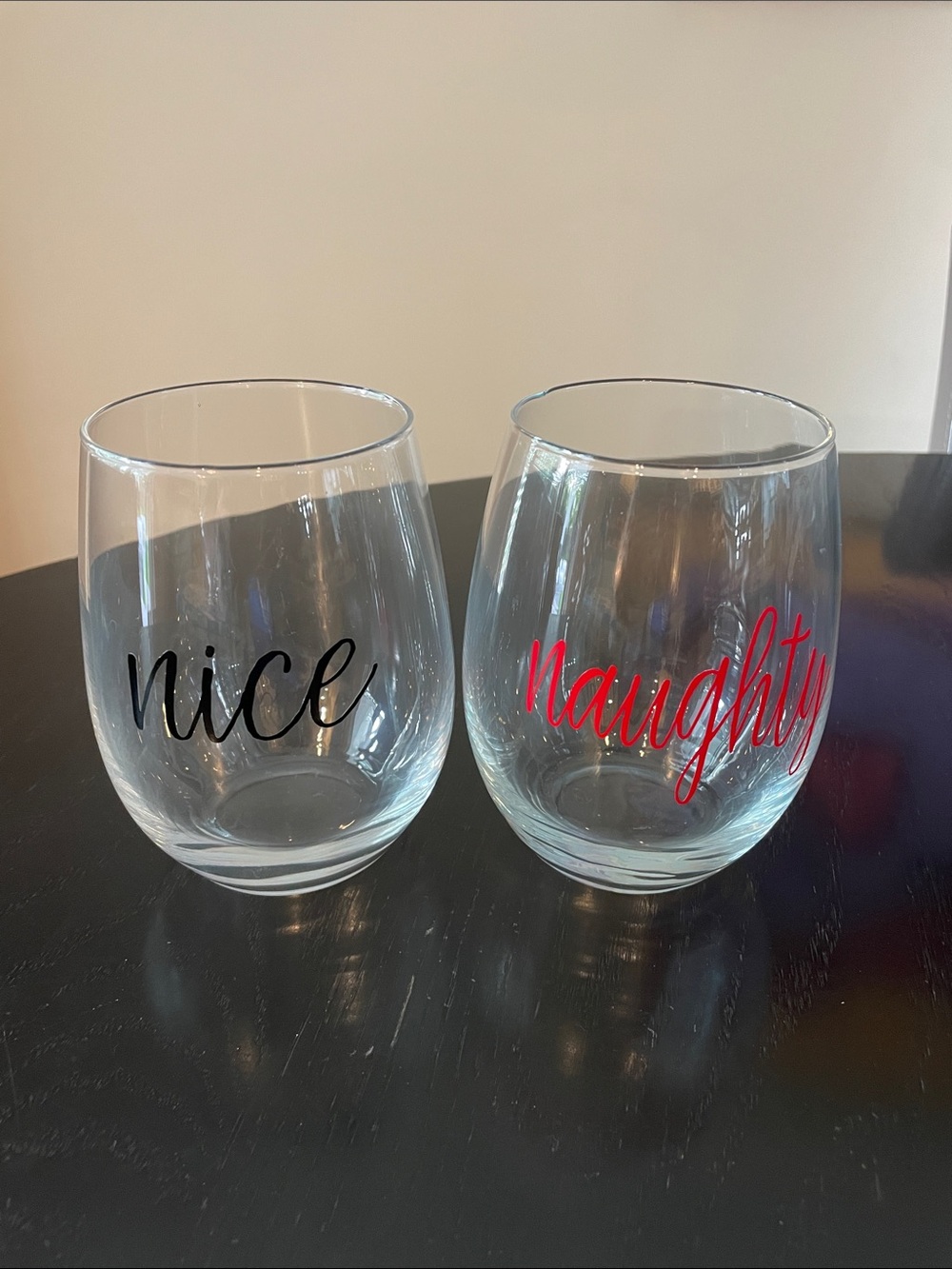 Nice & Naughty Stemless Wine Glasses - Set of 2